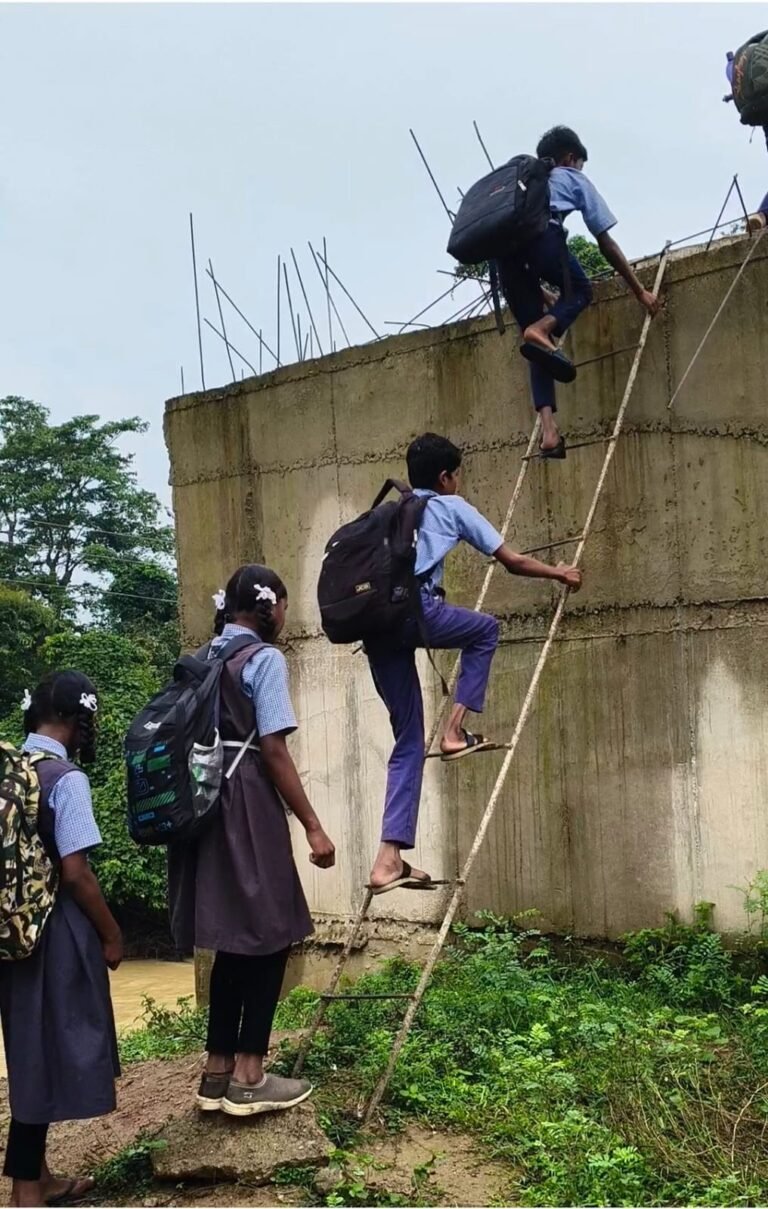 गरियाबंद में अधूरा पुल बना मुसीबत, जान जोखिम में डालकर स्कूल जा रहे बच्चे