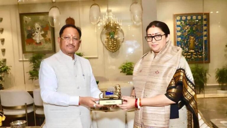 CM साय ने स्मृति ईरानी से की मुलाकात, छत्तीसगढ़ के विकास और संगठन पर चर्चा